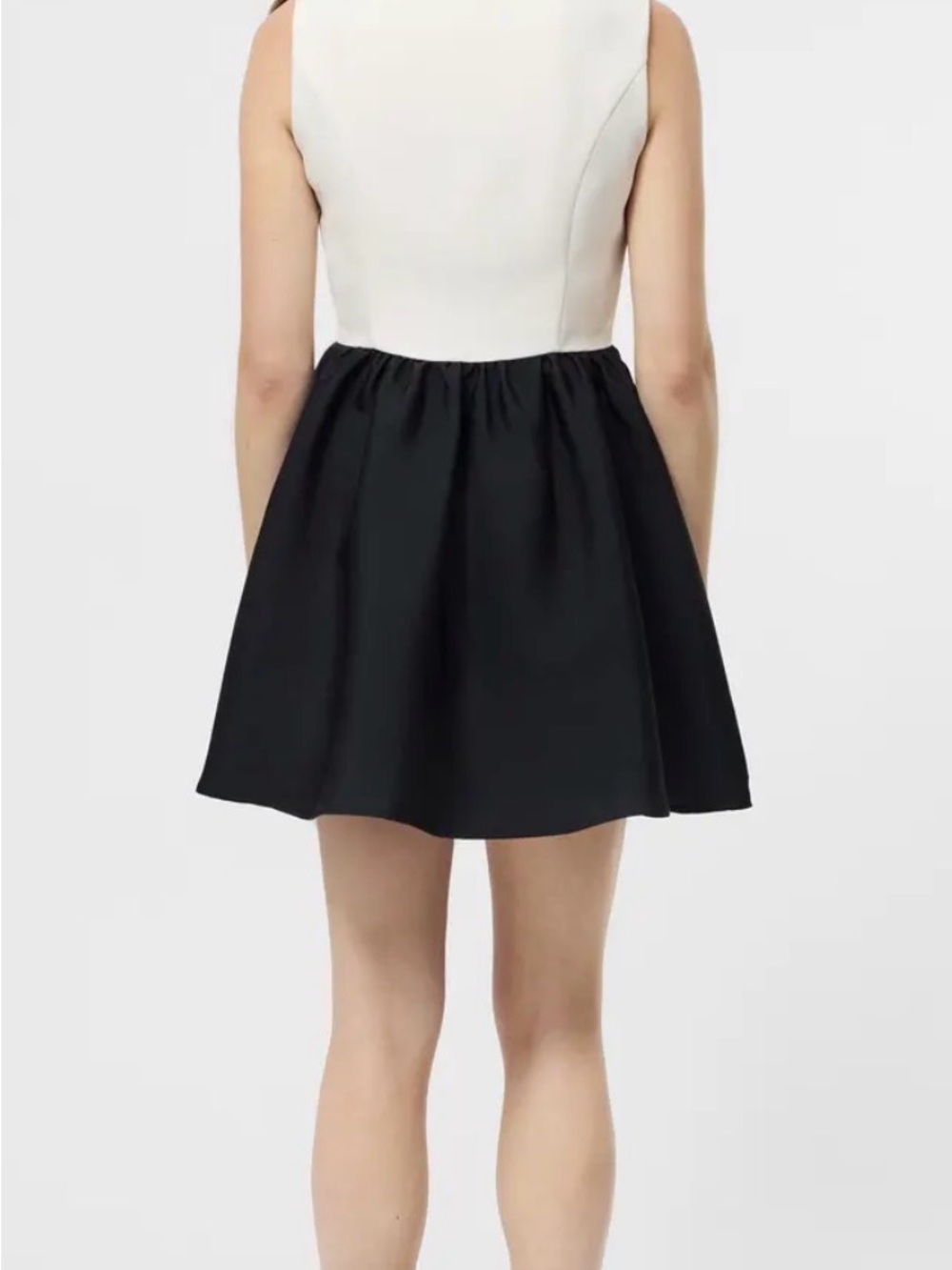 Kate Spade Sleeveless Two-Tone Satin Dress in Ivory and Black 2